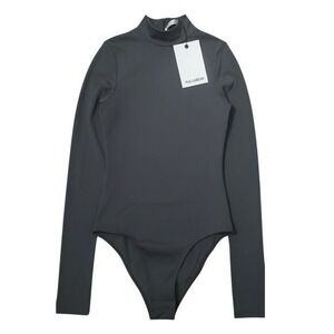 PULL&BEAR Gray Mock Neck Long Sleeve Bodysuit Women's Size Small